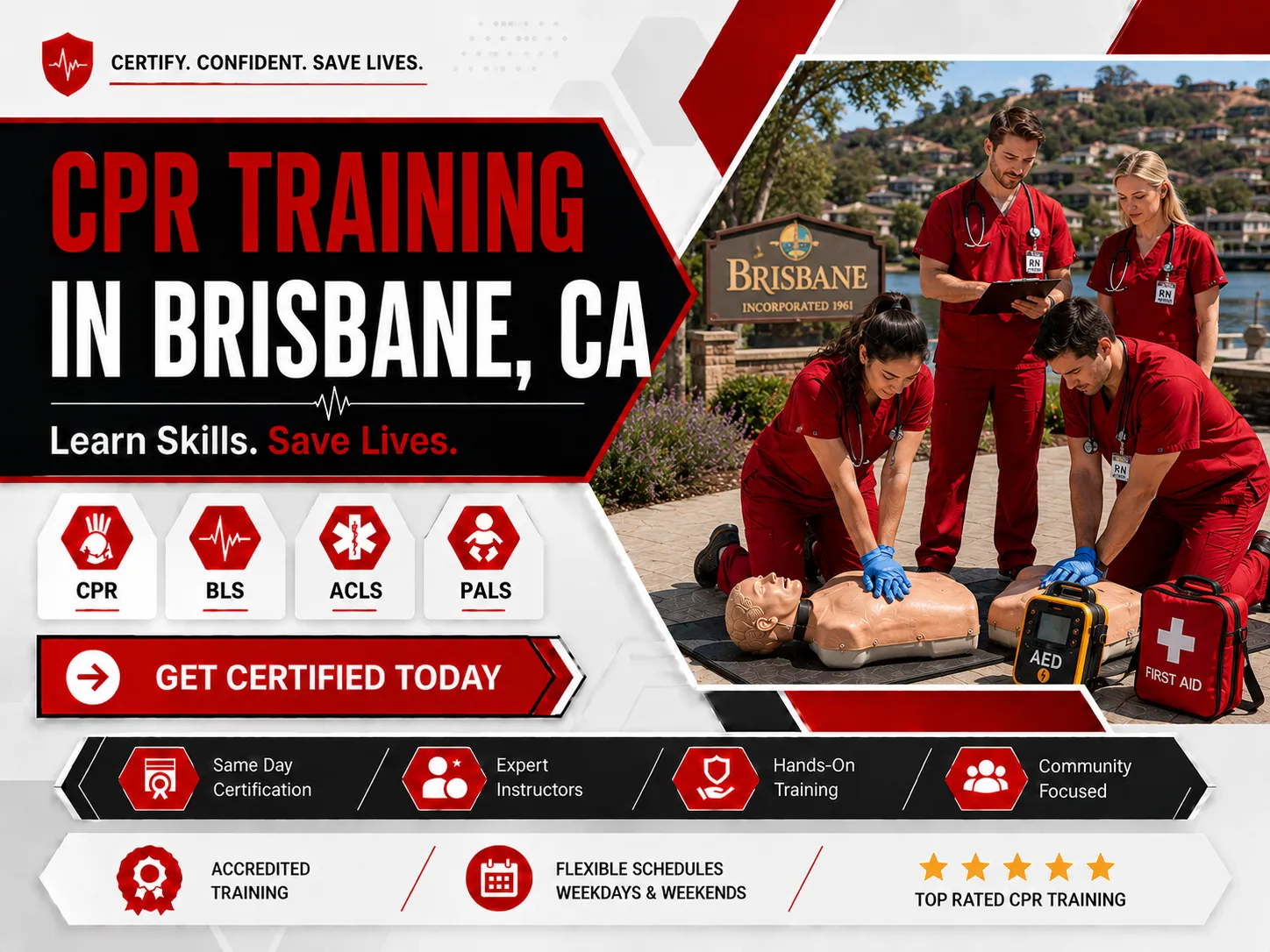 ACLS training with cardiac monitors in Brisbane, CA
