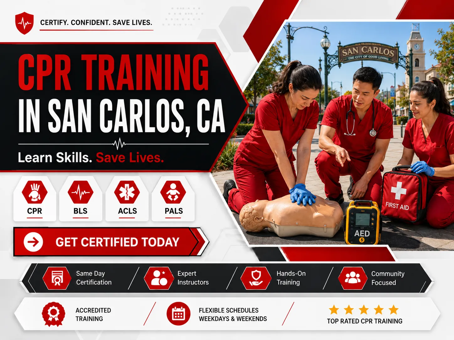 CPR, BLS, ACLS & PALS Certification Class Near San Carlos, CA