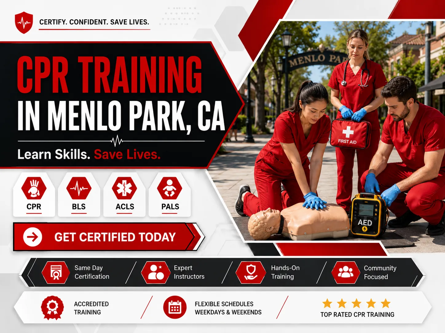 CPR, BLS, ACLS & PALS Certification Class Near Menlo Park, CA