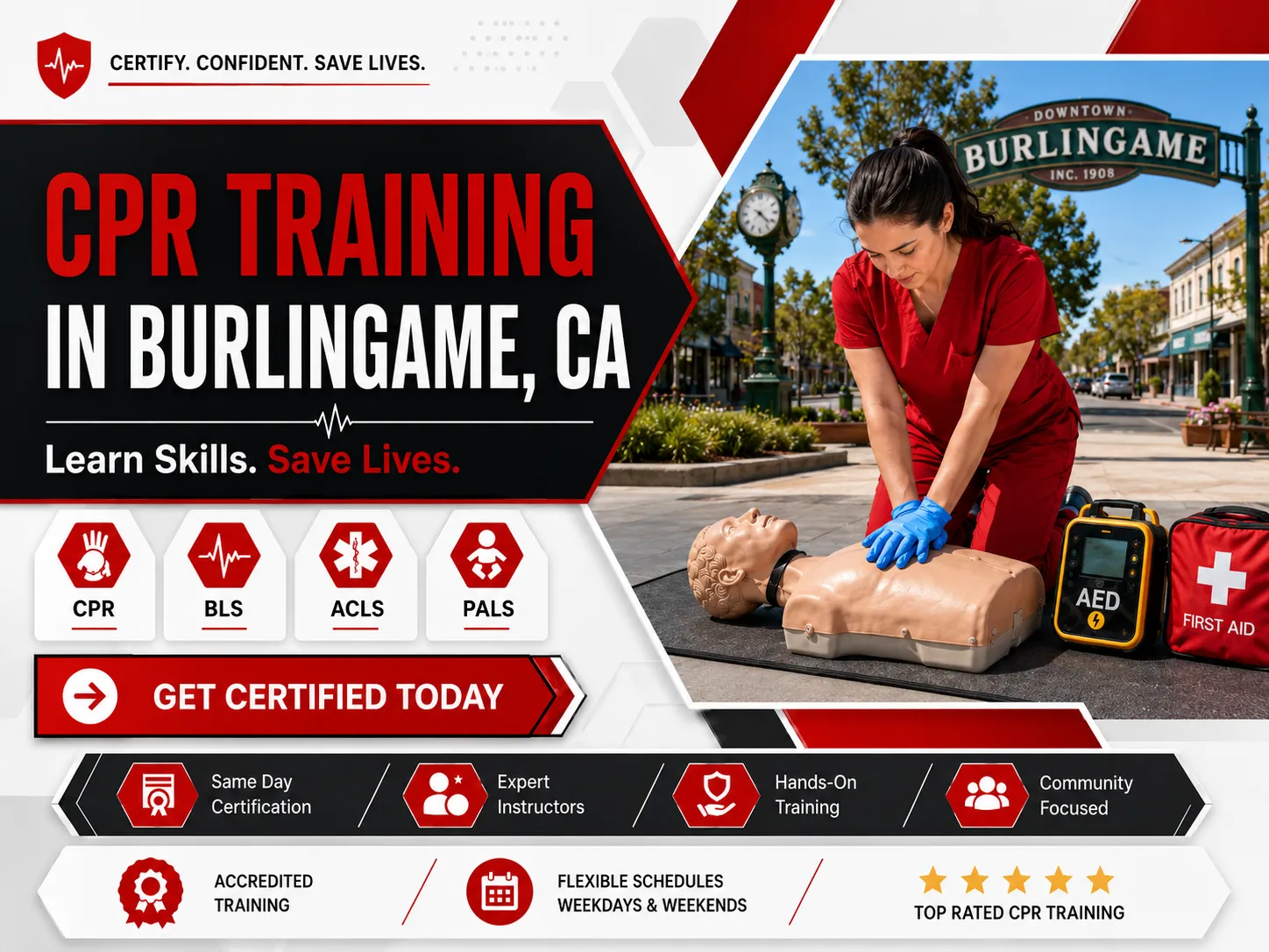 CPR, BLS, ACLS & PALS Certification Class Near Burlingame, CA