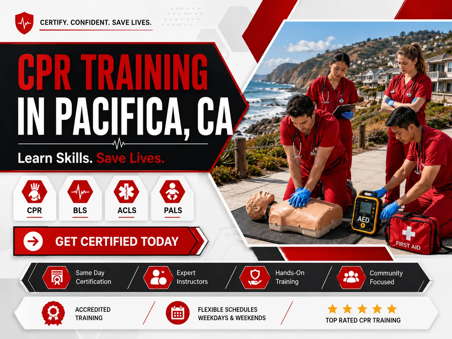 CPR, BLS, ACLS & PALS Certification Class Near Pacifica, CA